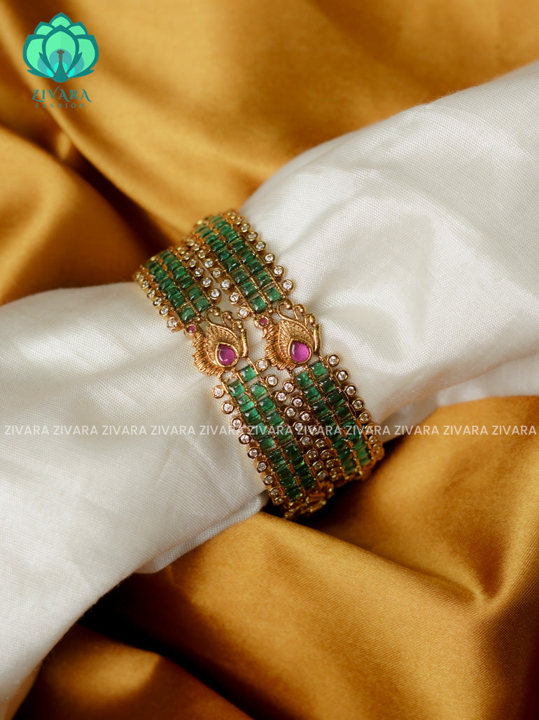 2 PIECE GREEN  -Premium MATTE  FINISH bangles- latest jewellery collection- Zivara Fashion