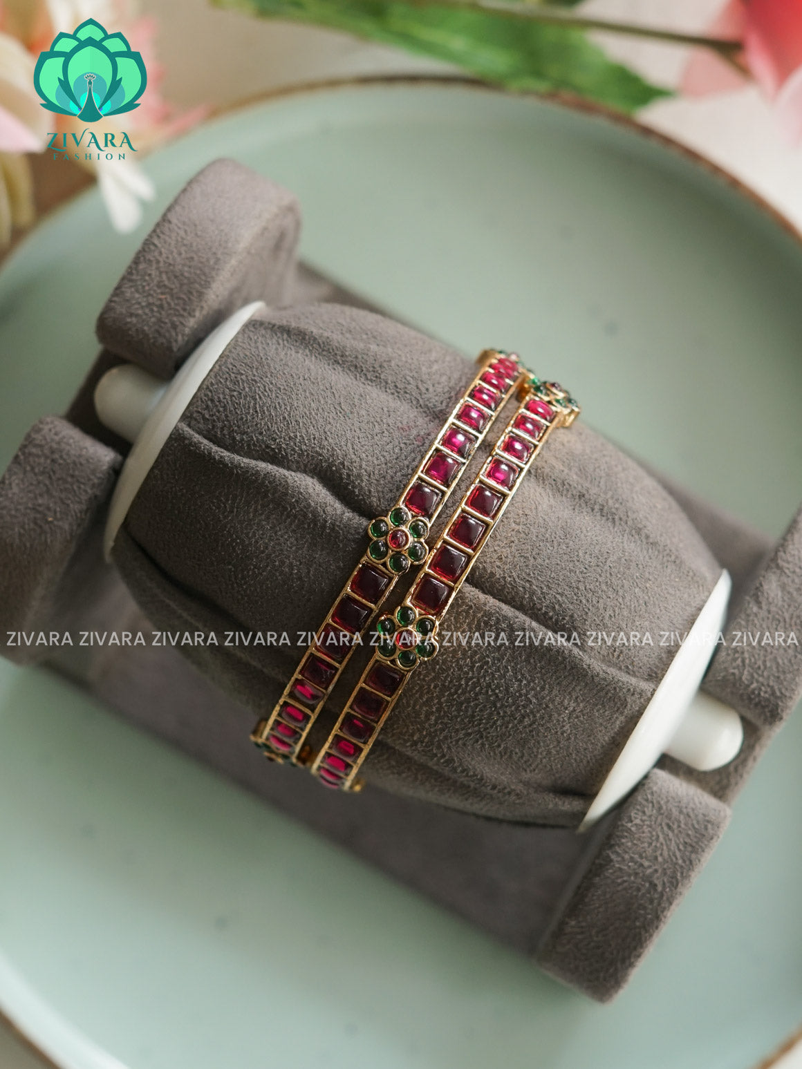 KALAI - TEMPLE  - 2 PIECE - NORMAL MATTE FINISH bangles - latest jewellery collection- Zivara Fashion