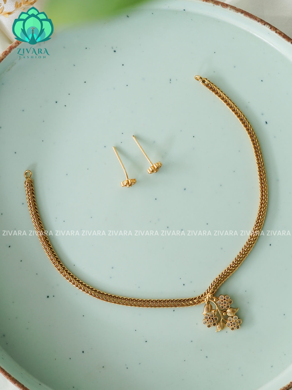 KIDS FRIENDLY SMALL SIZE FLEXIBLE CHAIN  - stylish and minimal elegant neckwear with earrings- Zivara FashioN