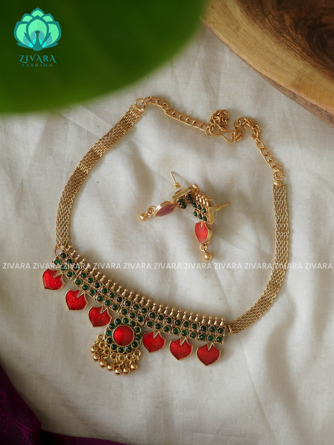 RUBY ENAMEL - Trending PALAKKAD choker with earrings-latest south indian jewellery