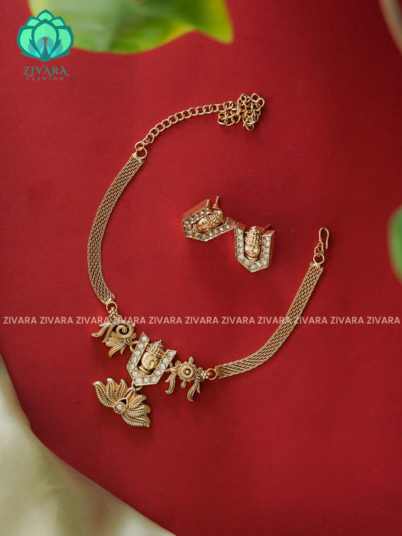 TIRUMAL MOTIF NORMAL MATTE neckwear with earrings- Zivara Fashion- latest jewellery design