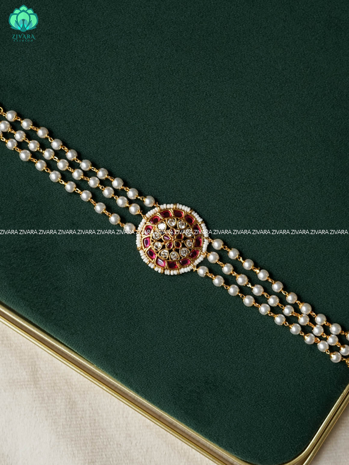REAL KEMP STONE PEARL CHOKER  -  TRADITIONAL CHOKER COLLECTION WITHOUT EARRINGS- LATEST JEWELLERY COLLECTION