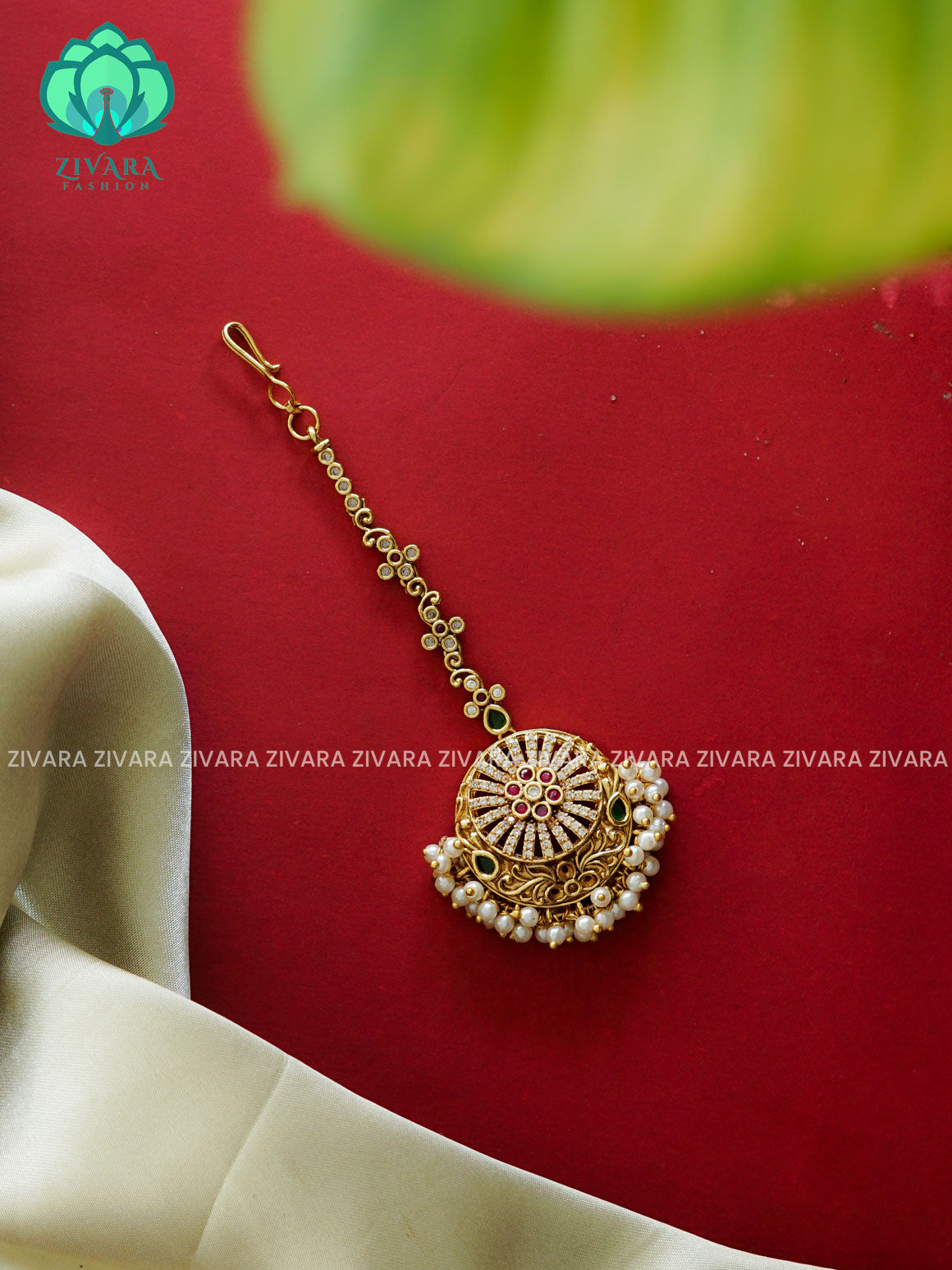 Temple style gold polish  - Bridal maang tikka, chutti- bridal head accessory- latest bridal collection - Zivara fashion