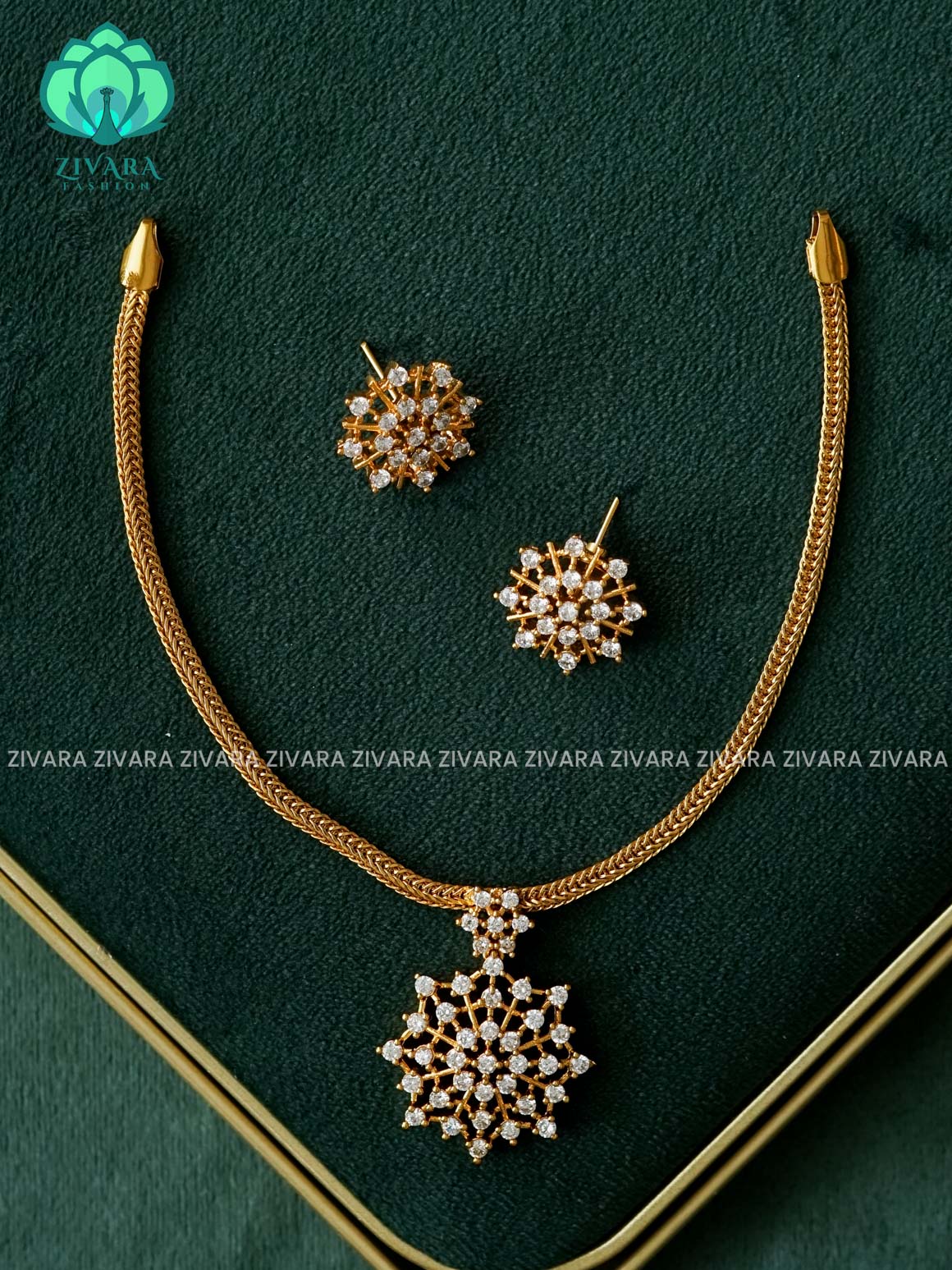 WHITE FLORAL - FLEXIBLE CHAIN  - Traditional south indian premium neckwear - Zivara Fashion- latest jewellery design