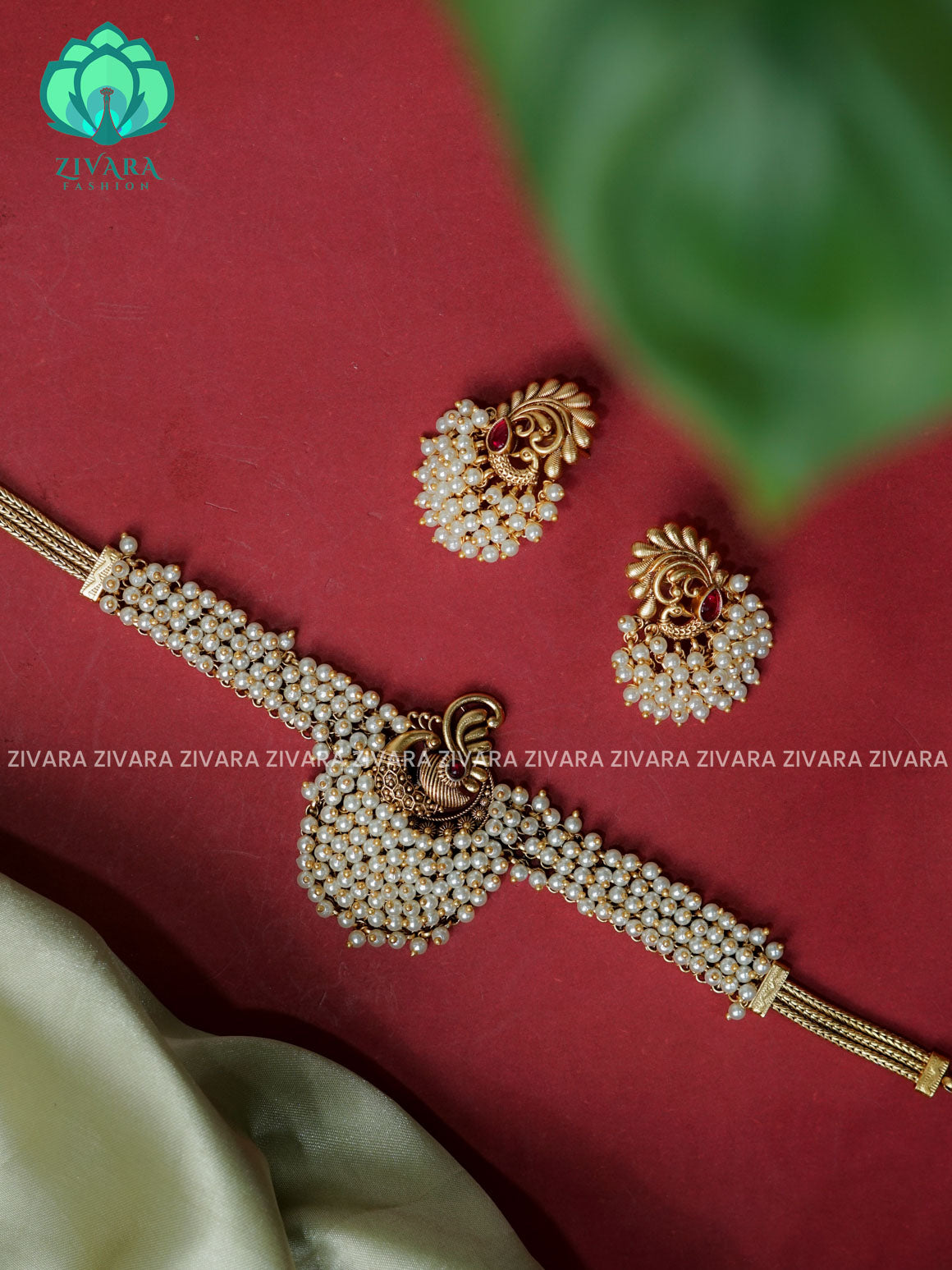 PEARL CLUSTER -TRADITIONAL CHOKER COLLECTION WITH EARRINGS- LATEST JEWELLERY COLLECTION