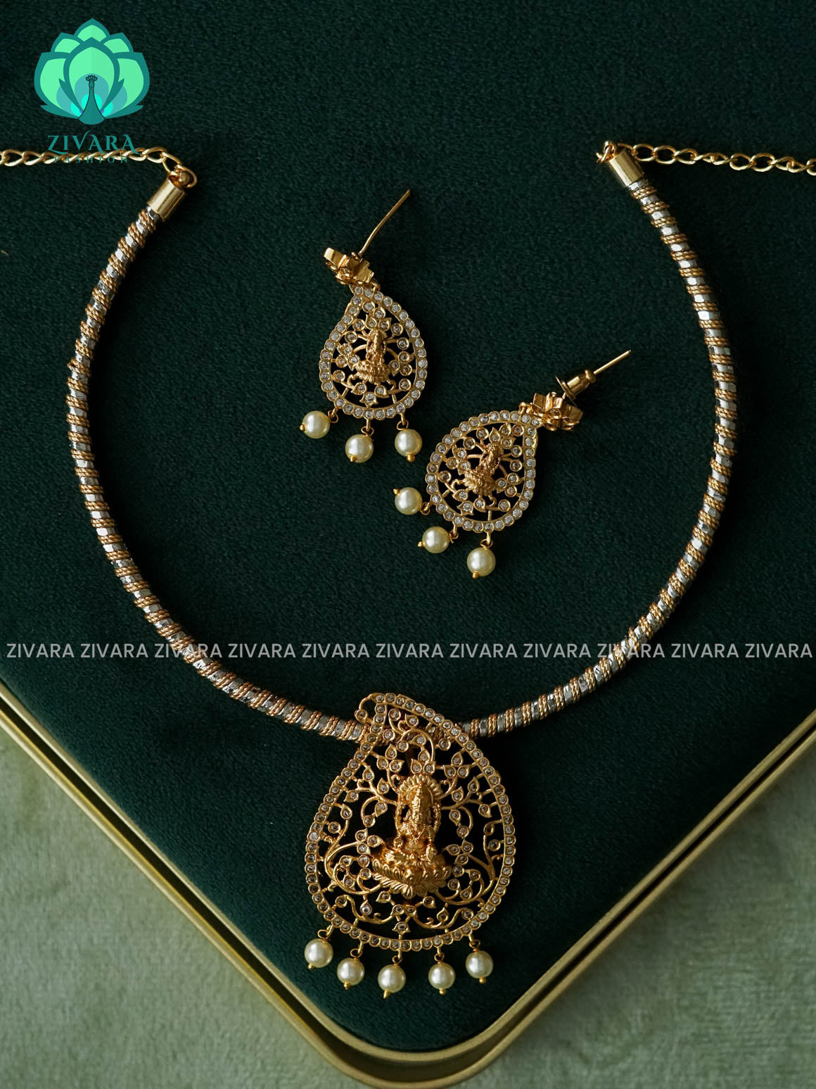 LAKSHMI BRIDAL HASLI  neckwear with earrings- latest jewellery Collection - Zivara Fashion