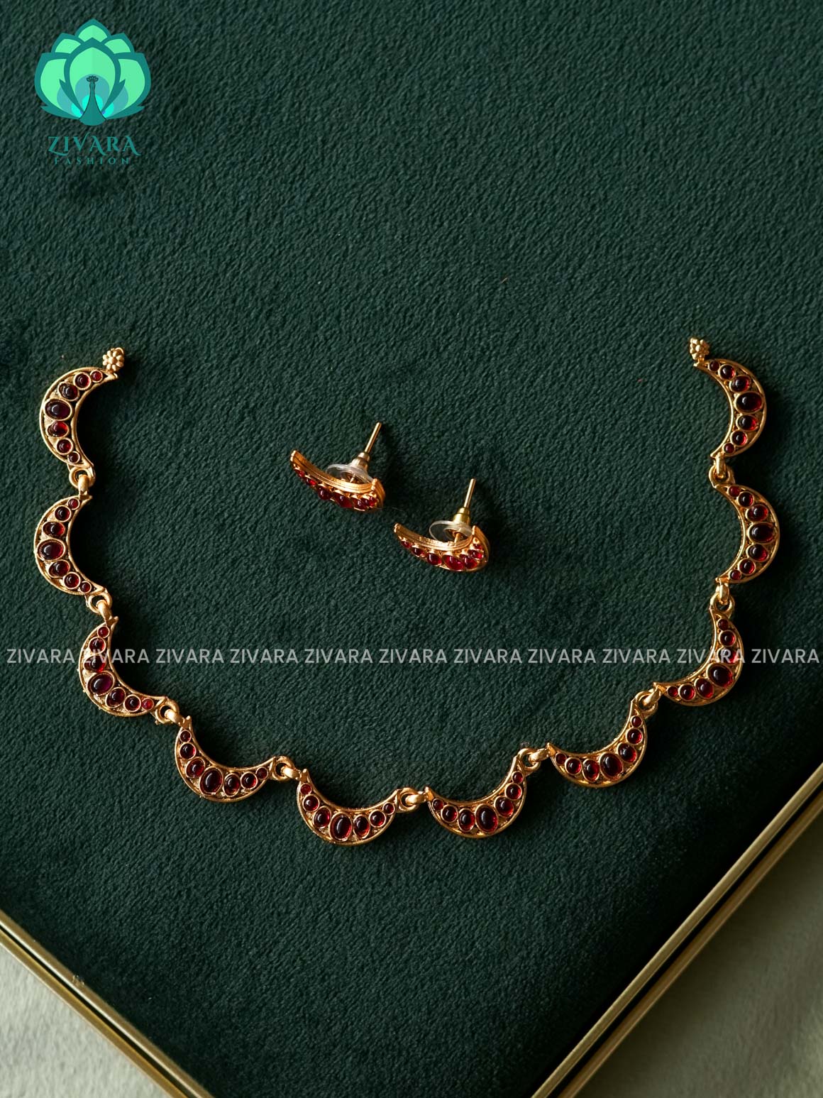 HOT SELLING RUBY MOON   - stylish normal matte neckwear with earrings- Zivara Fashion