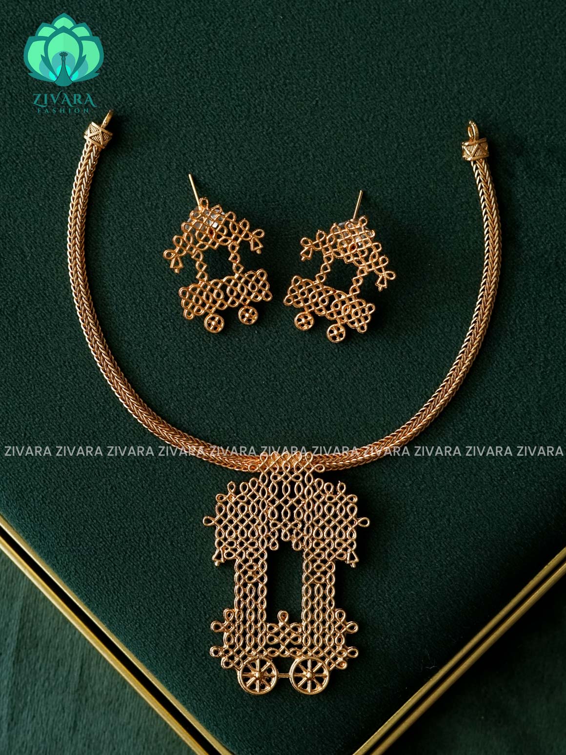 Kolam Charriot FLEXIBLE  chain- Traditional south indian NORMAL MATTE neckwear  - Zivara Fashion