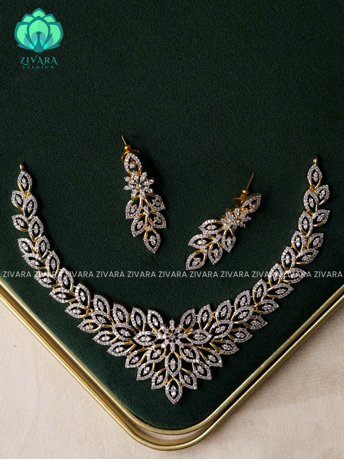 AD STONE  elegant neckwear with earrings - latest jewellery designs- Zivara Fashion