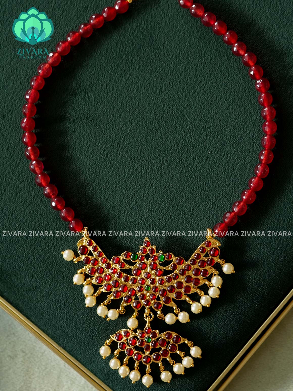 RED BEADS- PRUTHIVI  - HANDMADE NECKWEAR - latest kemp dance jewellery collection