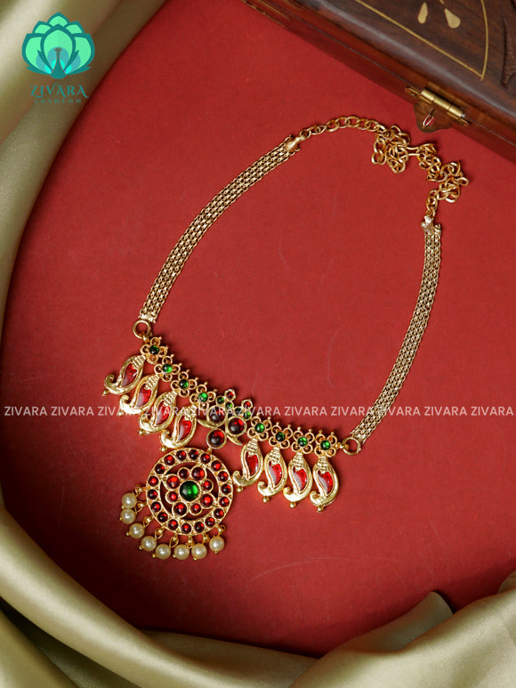 RED AND GREEN ENAMEL PALAKKAD SPECIAL - HANDMADE choker- latest kemp dance jewellery collection