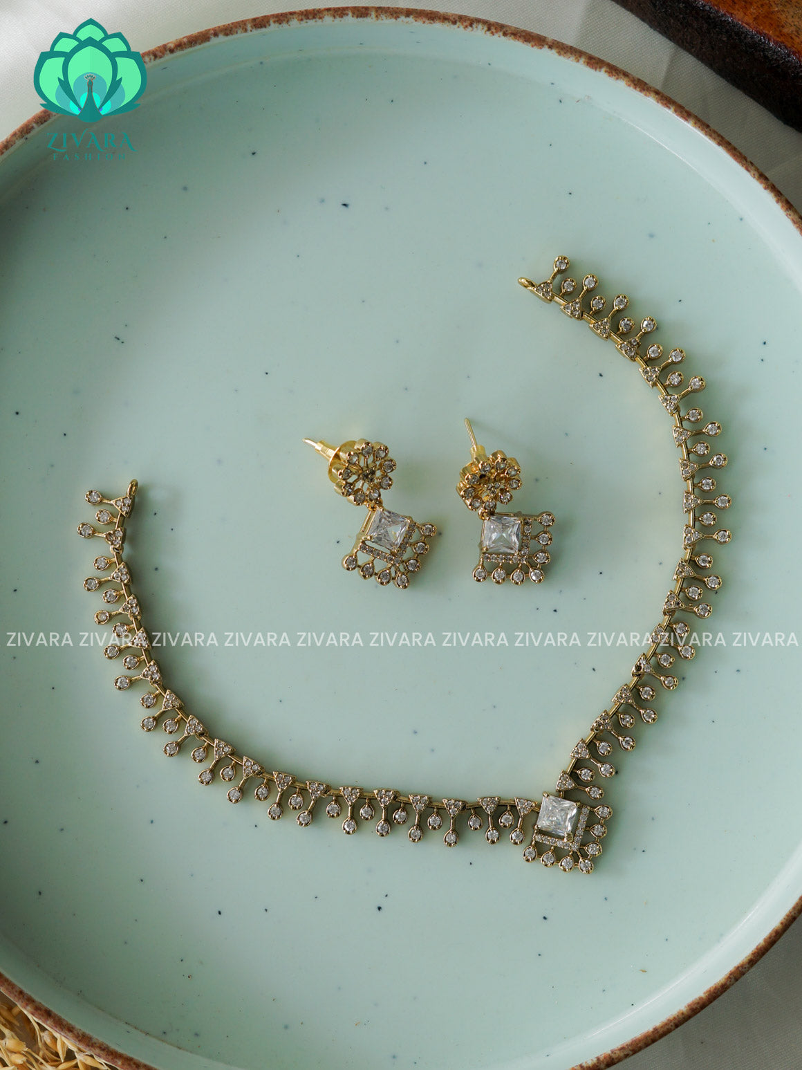 WHITE - Kids friendly diamond replica stylish and minimal elegant neckwear with earrings- Zivara Fashion