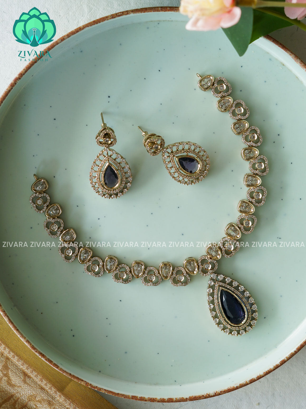 PURPLE - TEAR  - SUBTLE POLISH stylish and minimal elegant neckwear with earrings- Zivara Fashion