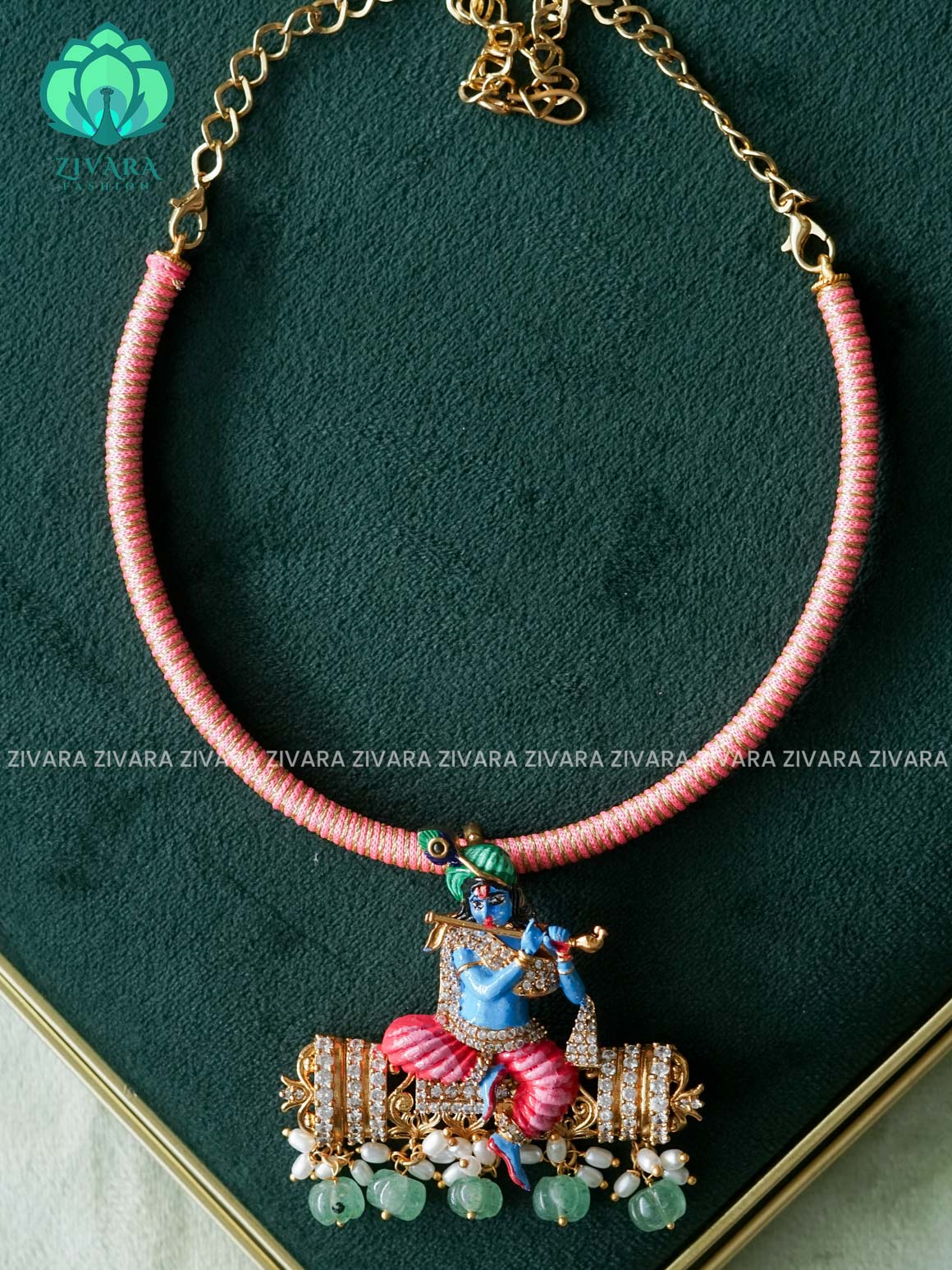 KRISHNA PENDANT  HASLI  - Traditional PREMIUM MATTE polish neckwear without earrings- Zivara Fashion
