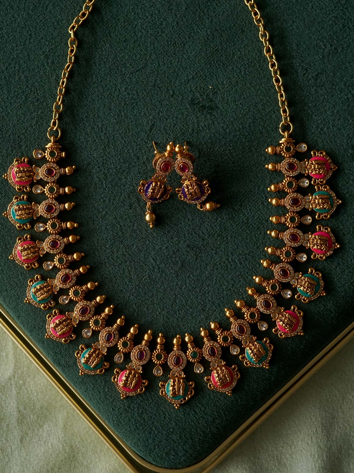 MADHURYA -  RAM PARIVAR handpainted - Traditional south indian premium neckwear without earrings- Zivara Fashion- latest jewellery design