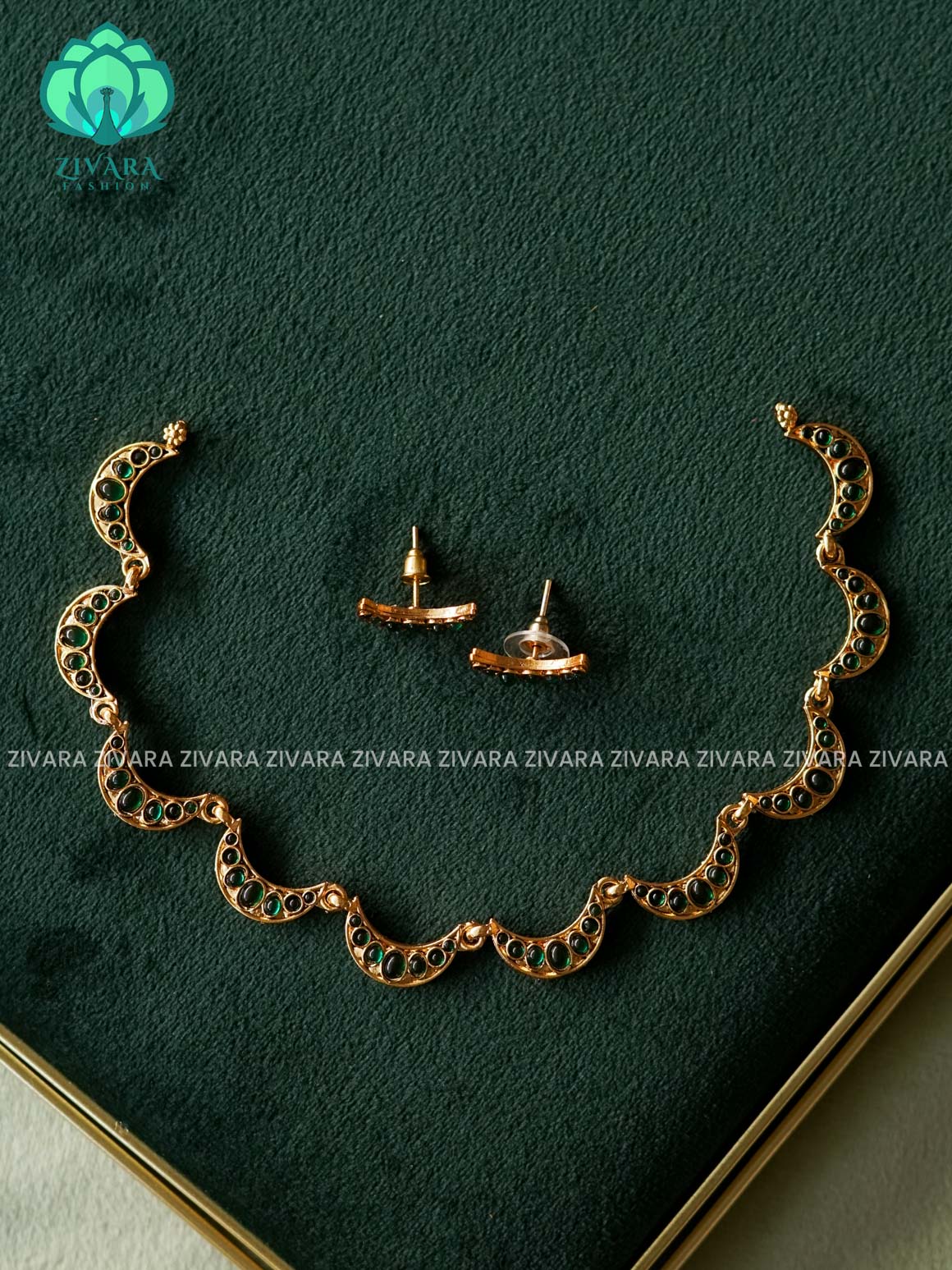 HOT SELLING GREEN MOON   - stylish normal matte neckwear with earrings- Zivara Fashion