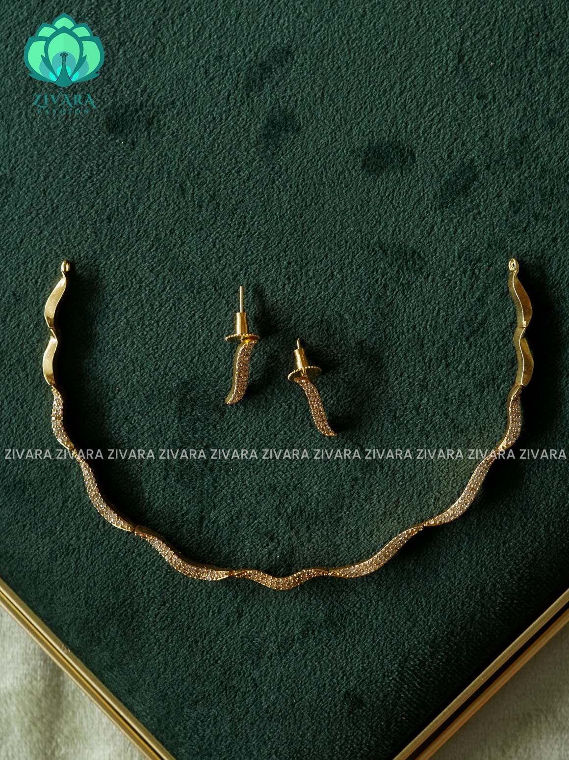 Fancy white -  stylish and minimal elegant neckwear with earrings- Zivara Fashion