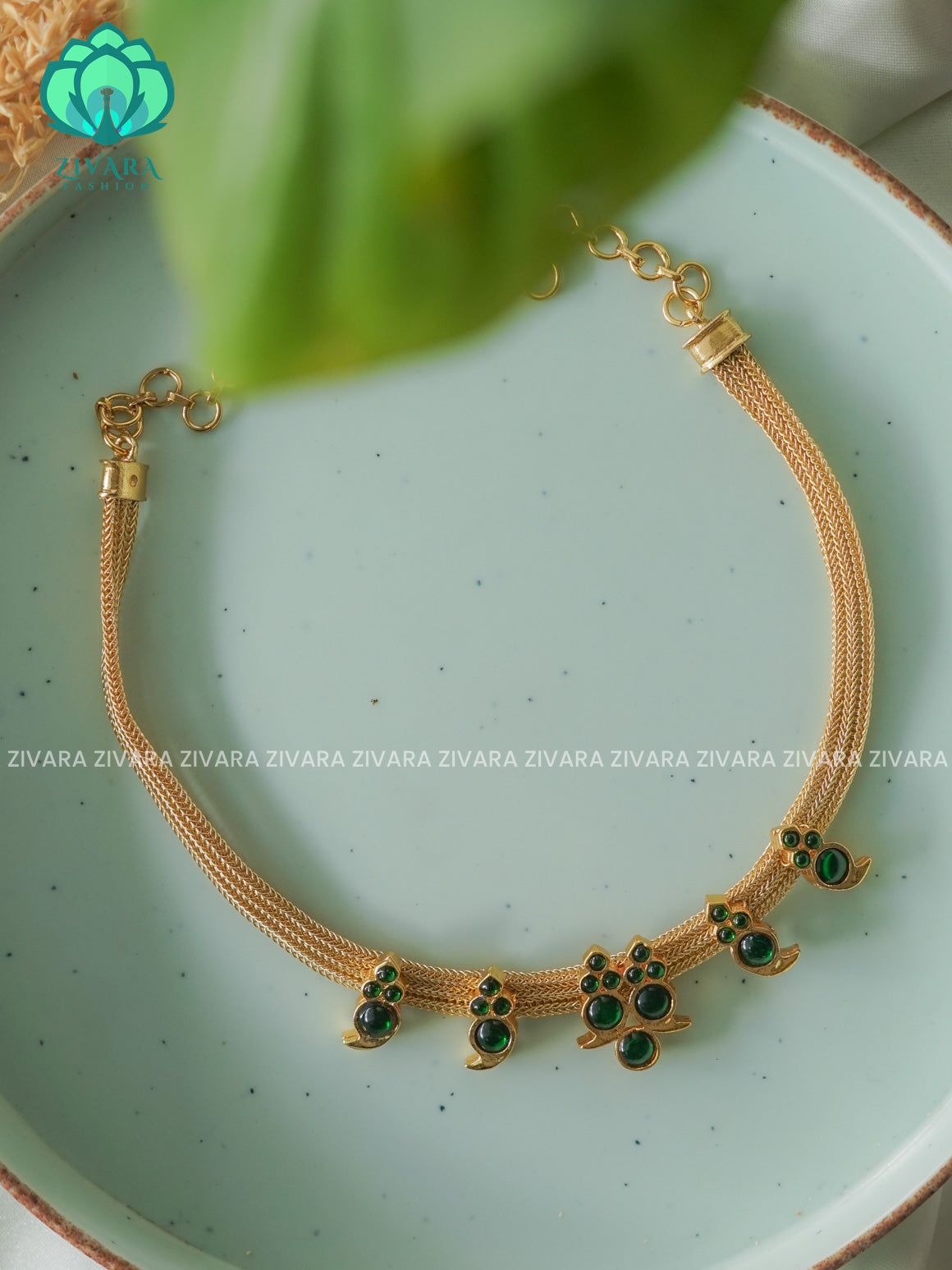 GREEN - MADHU - Simple kemp attigai neckwear - latest kemp dance jewellery collection