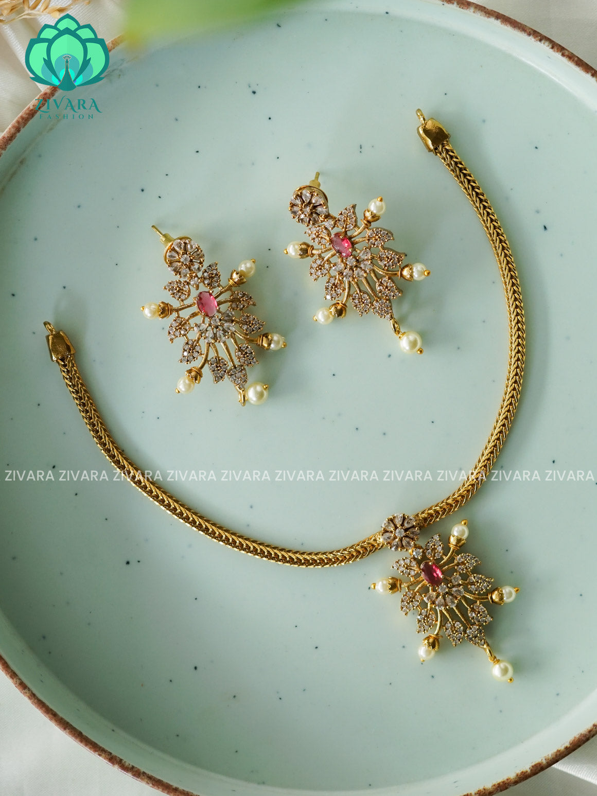 KIDS FRIENDLY SMALL SIZE FLEXIBLE CHAIN  - stylish and minimal elegant neckwear with earrings- Zivara FashioN