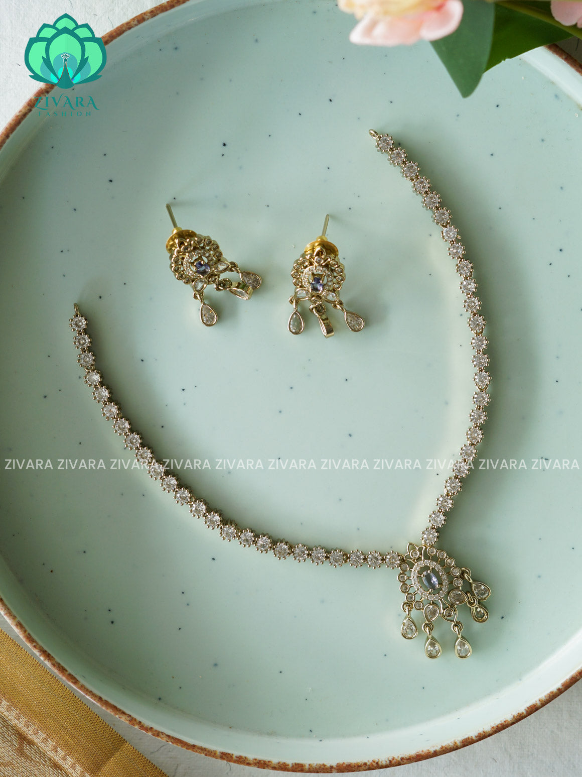 PURPLE - TEAR  - SUBTLE POLISH stylish and minimal elegant neckwear with earrings- Zivara Fashion