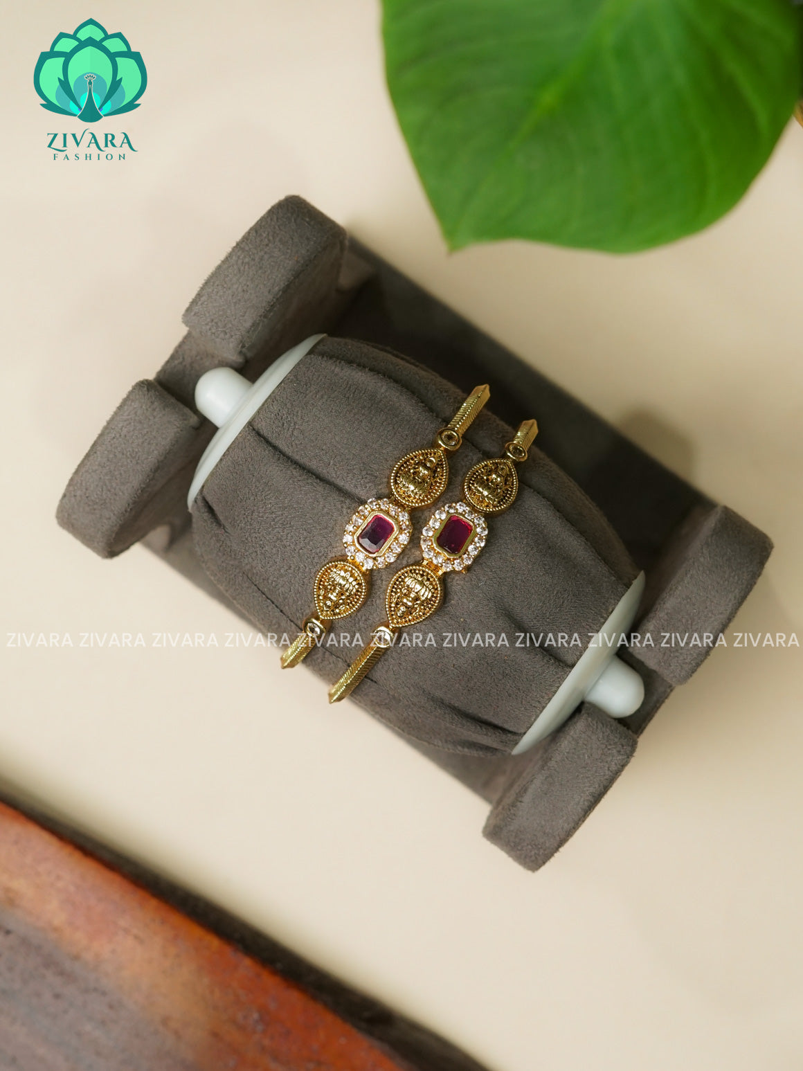 RUBY - 2 PIECE simple temple  -Premium GOLD FINISH bangles- latest jewellery collection- Zivara Fashion