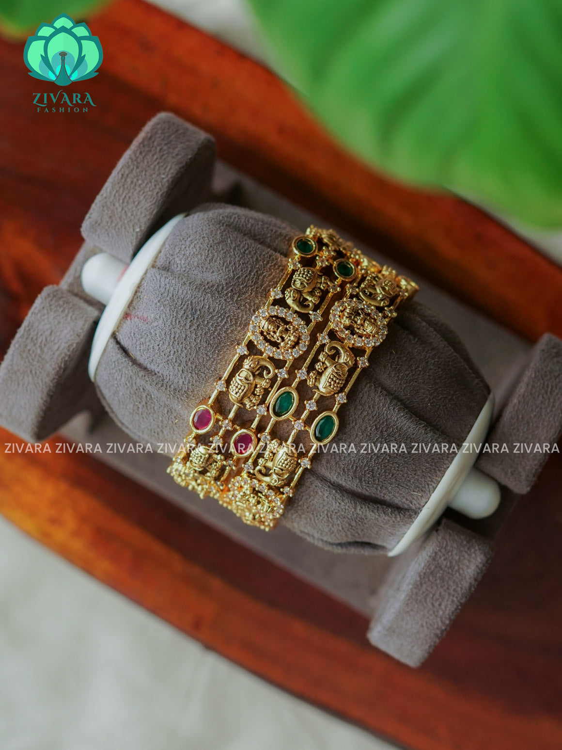 2 piece ANTIQUE VINTAGE ELEPHANT TEMPLE bangles with cz stones-latest bangles collection -ZIVARA FASHION