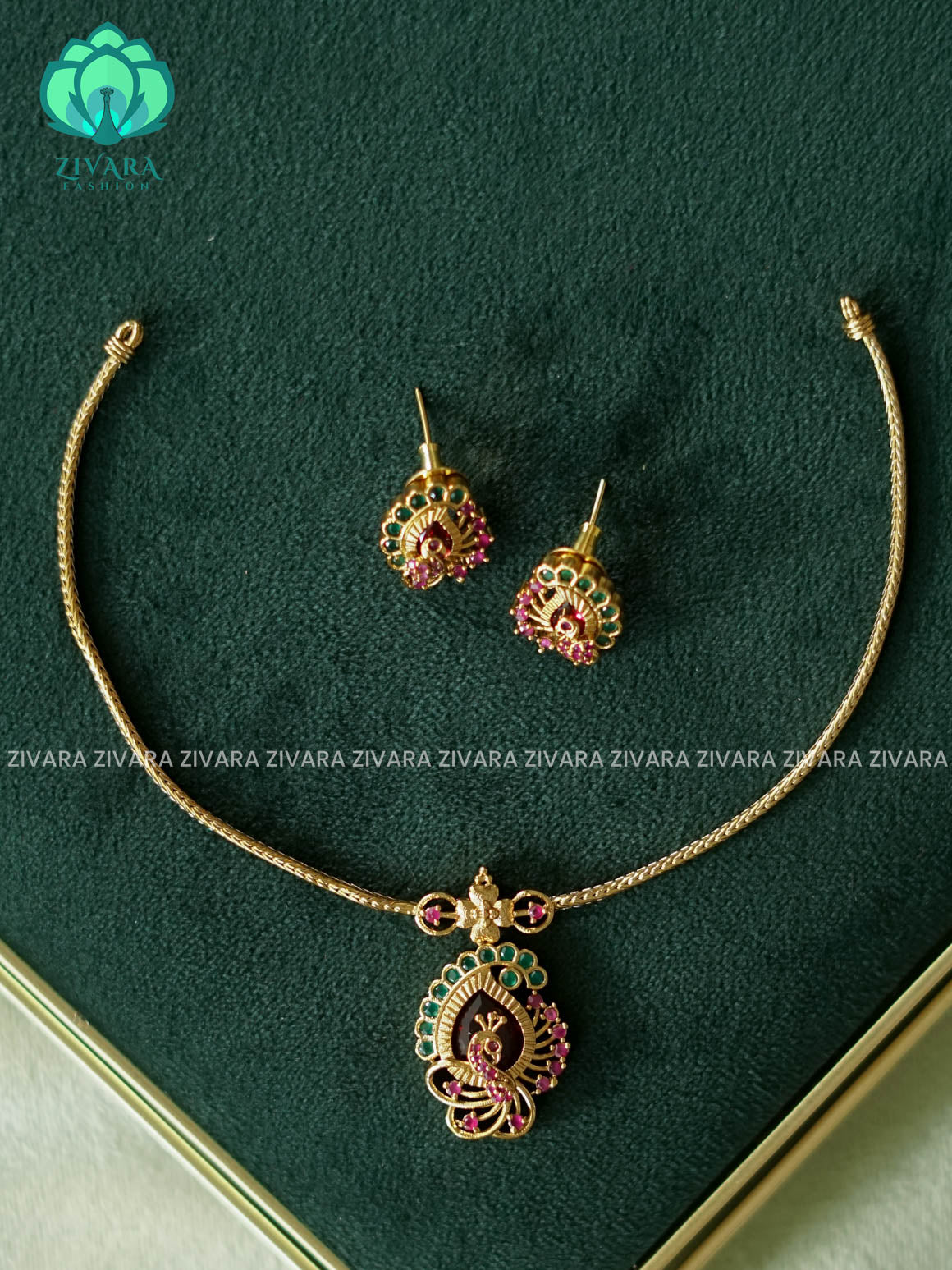 PEACOCK - SIMPLE KIDS FRIENDLY FLEXIBLE CHAIN  - Traditional south indian premium neckwear - Zivara Fashion- latest jewellery design.
