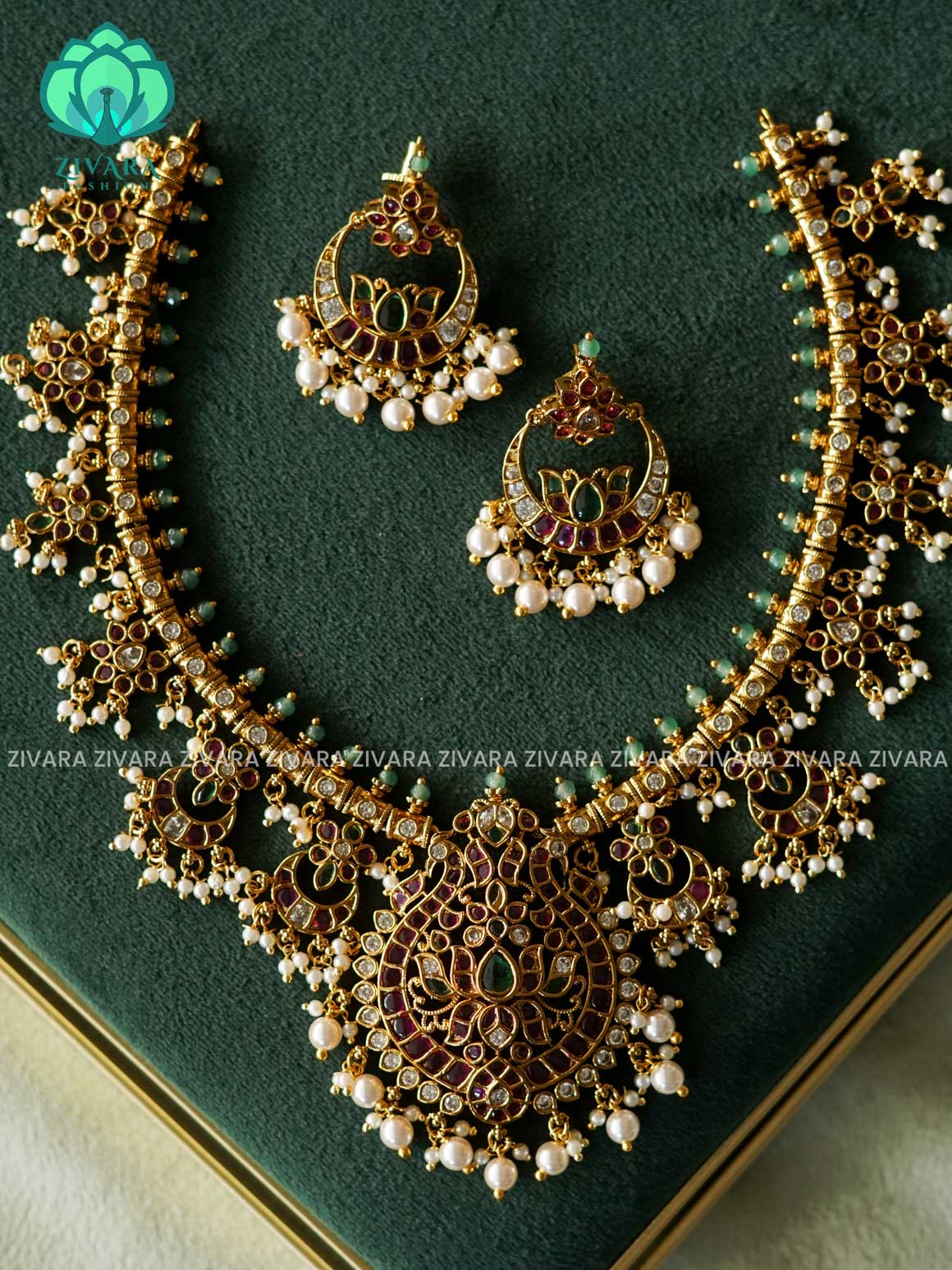 Akshayam- bridal guttapusalu neckwear -Traditional south indian premium neckwear with earrings- Zivara Fashion- latest jewellery design