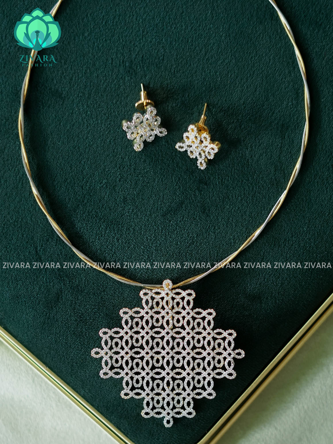 KOLAM PREMIUM HASLI  - Traditional PREMIUM MATTE polish neckwear without earrings- Zivara Fashion