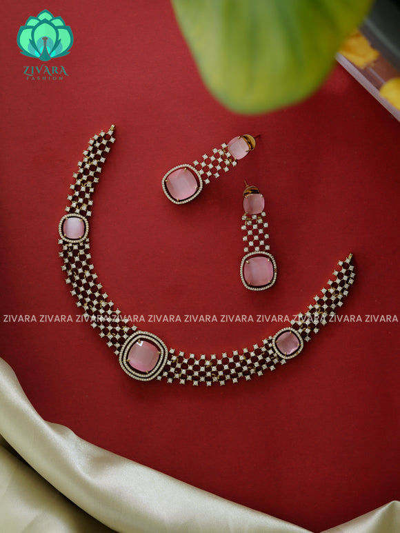 Pastel pink -  Diana neckwear- Ultra premium victoria dark polish trending neckwear collection- bridal collection- Zivara Fashion