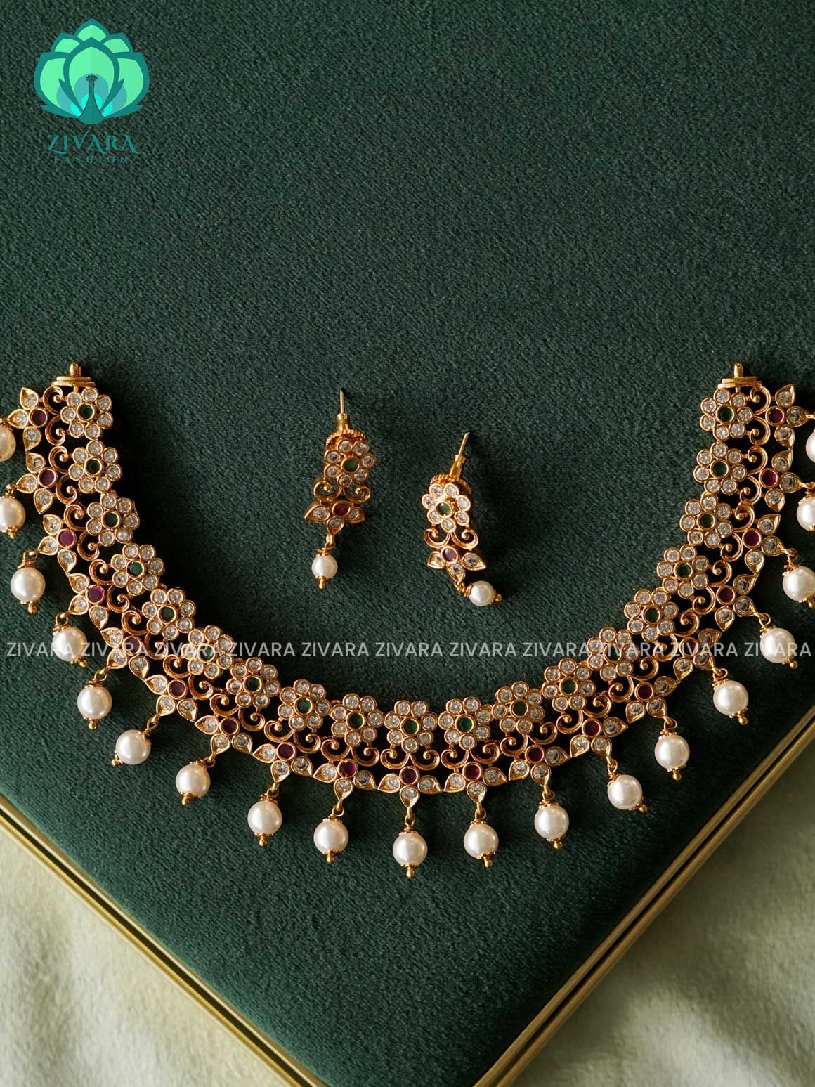 Akshayam- bridal neckwear -Traditional south indian premium neckwear with earrings- Zivara Fashion- latest jewellery design