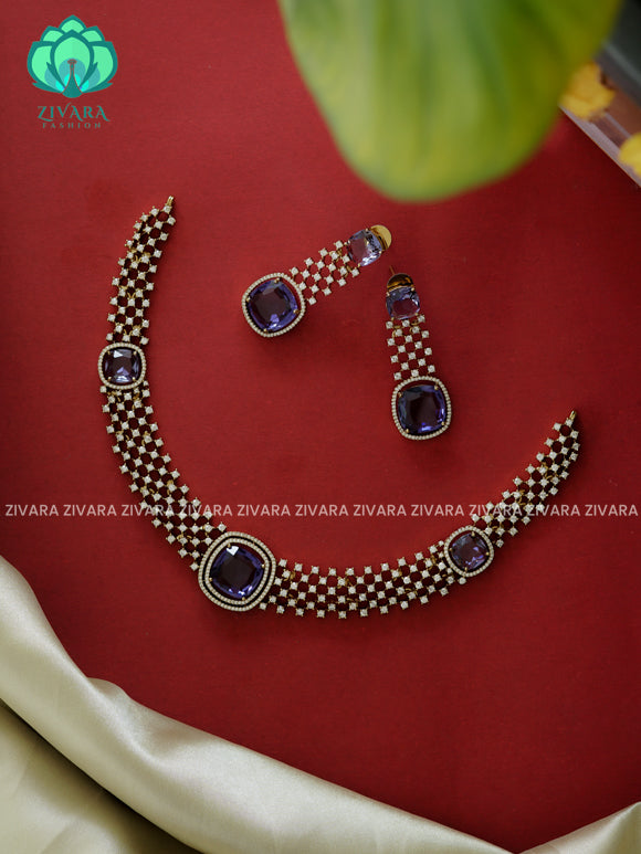 Purple -  Diana neckwear- Ultra premium victoria dark polish trending neckwear collection- bridal collection- Zivara Fashion