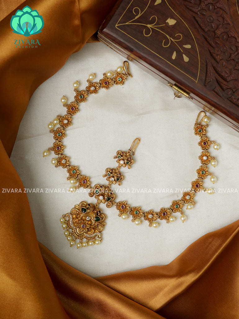 DOUBLE SIDE TRADITIONAL GOLD - Bridal maang tikka, chutti- bridal head accessory- latest bridal collection - Zivara fashion