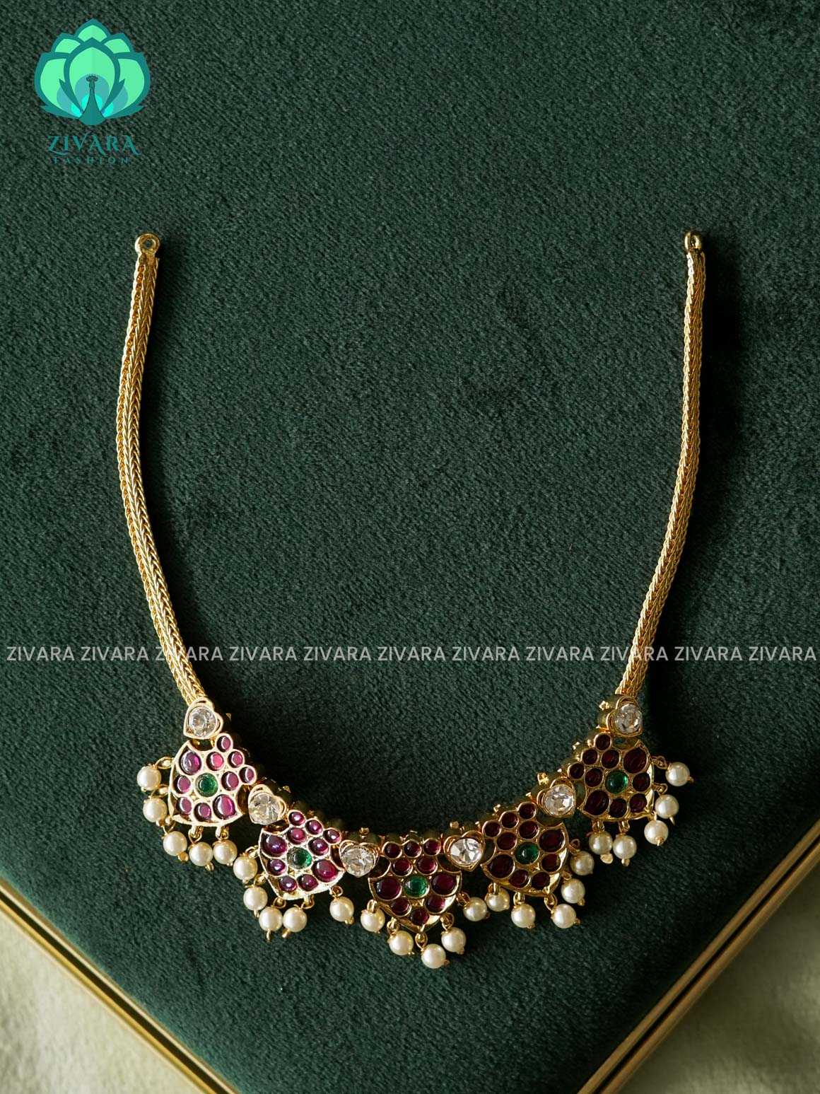 MATHANGI- NECKLACE- REAL KEMP BHARATHANATYAM DANCE PREMIUM JEWELLERY (PREORDER WITH 3 TO 10 DAYS DISPATCH TIME)