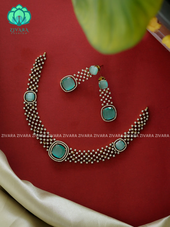 Pastel green -  Diana neckwear- Ultra premium victoria dark polish trending neckwear collection- bridal collection- Zivara Fashion