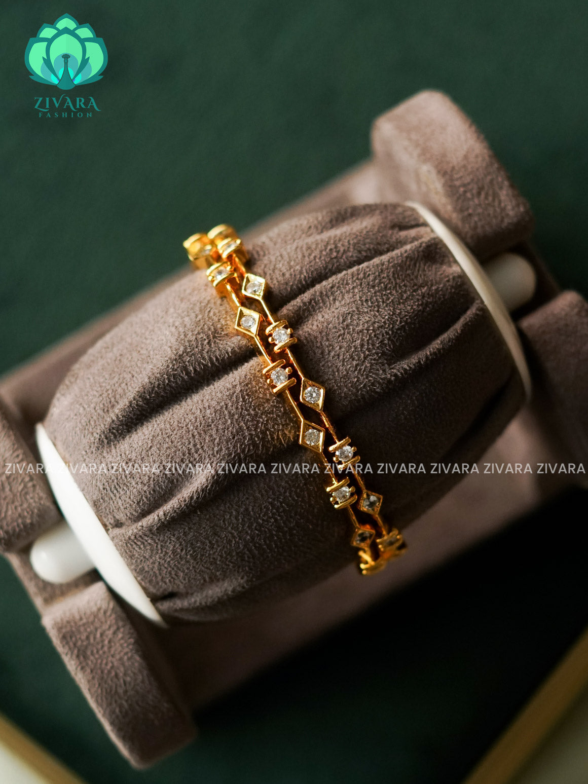 2 piece  WHITE STONE BANGLES - latest bangles design-ZIVARA FASHION