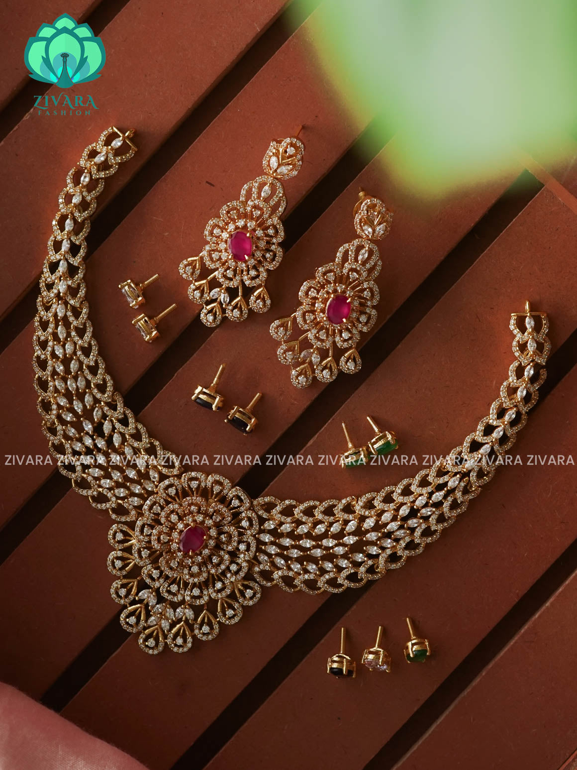 Interchangable hotselling NECKWEAR with earrings - latest pocket friendly south indian jewellery collection