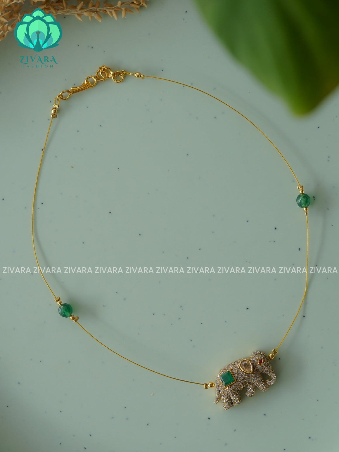 ELEPHANT  pendant INVISIBLE TAMARA MINIMAL ELEGANT HANDMADE NECKLACE WITH BRILLIANT FINISH MOTIFS- ZIVARA FASHION
