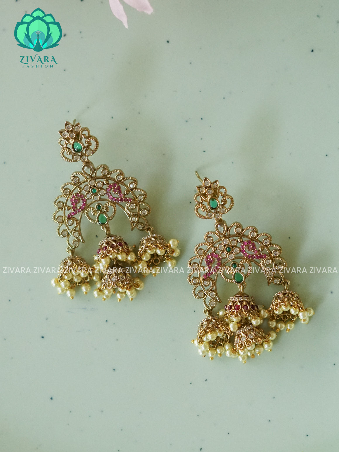 HEAVY PEACOCK BRIDAL JHUMKA - TRADITIONAL PREMIUM MATTE  polish JHUMKA- latest jewellery collection- zivara fashion