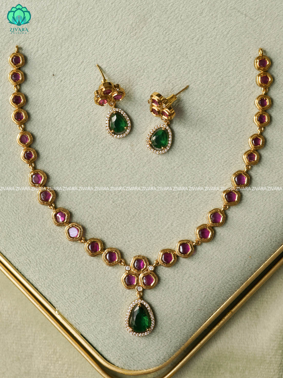 REAL KEMP TEAR  NECKWEAR - Traditional south indian premium neckwear - Zivara Fashion- latest jewellery design