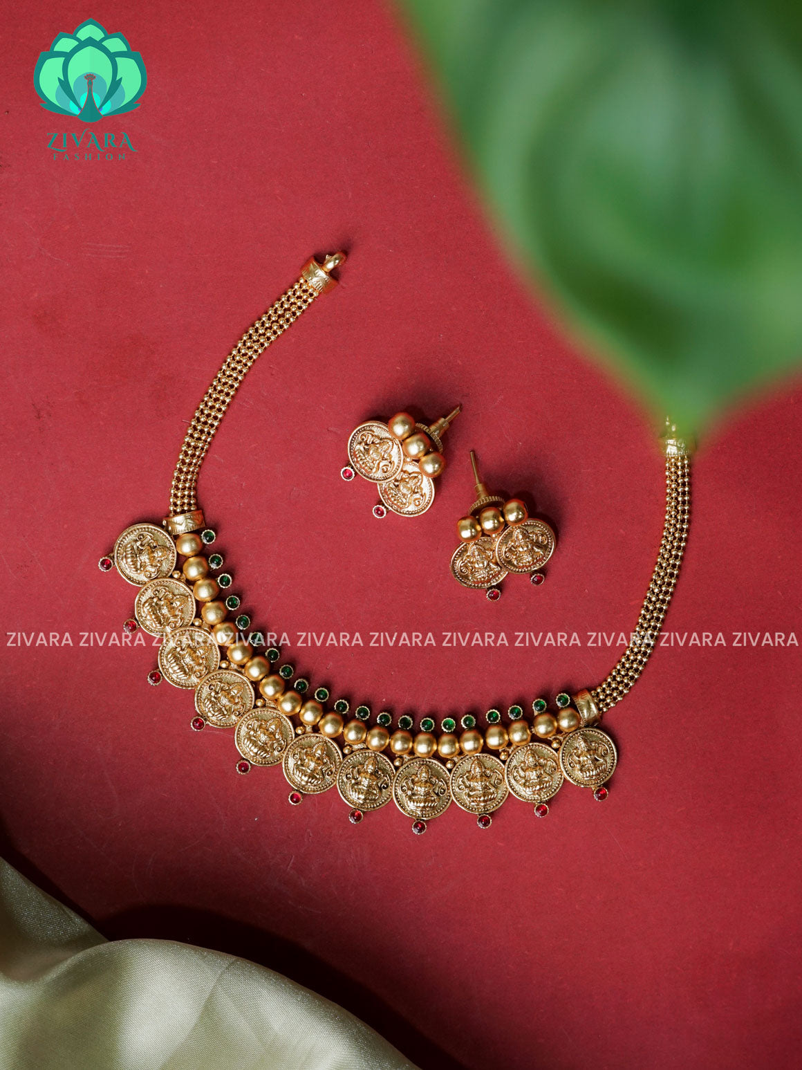 COIN  NORMAL MATTE neckwear with earrings- Zivara Fashion- latest jewellery design