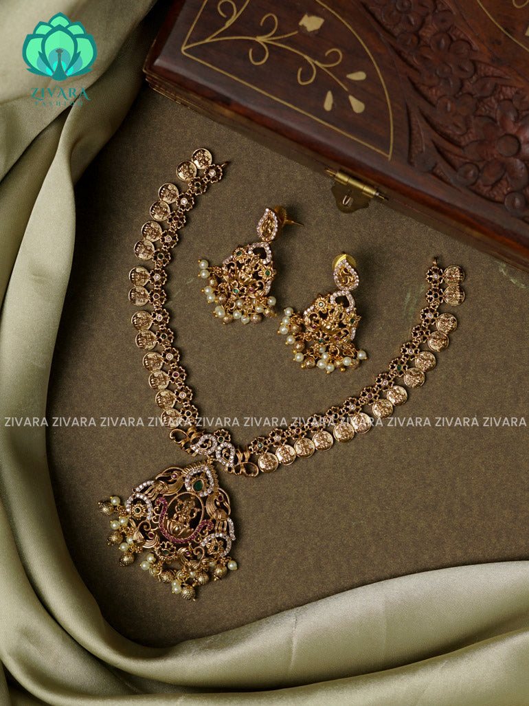 TEMPLE NECKWEAR  Traditional south indian premium neckwear with earrings- Zivara Fashion- latest jewellery design