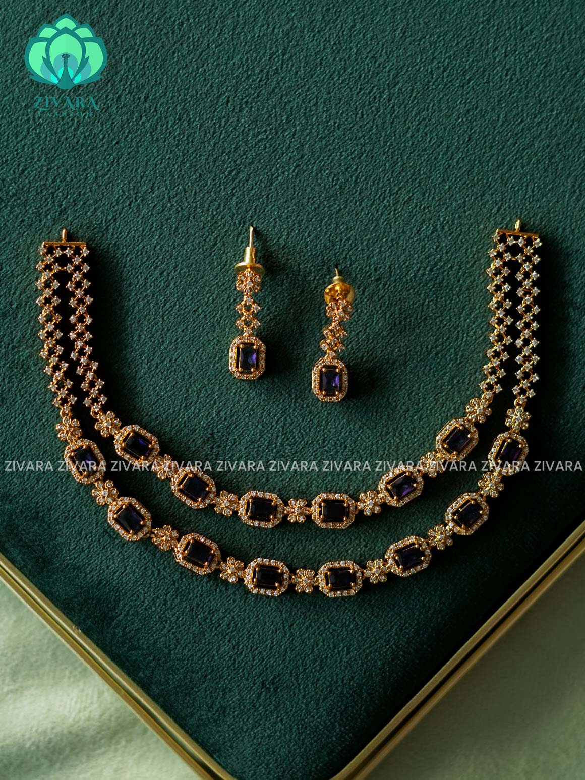 PURPLE STEP - stylish and minimal elegant neckwear with earrings- Zivara Fashion