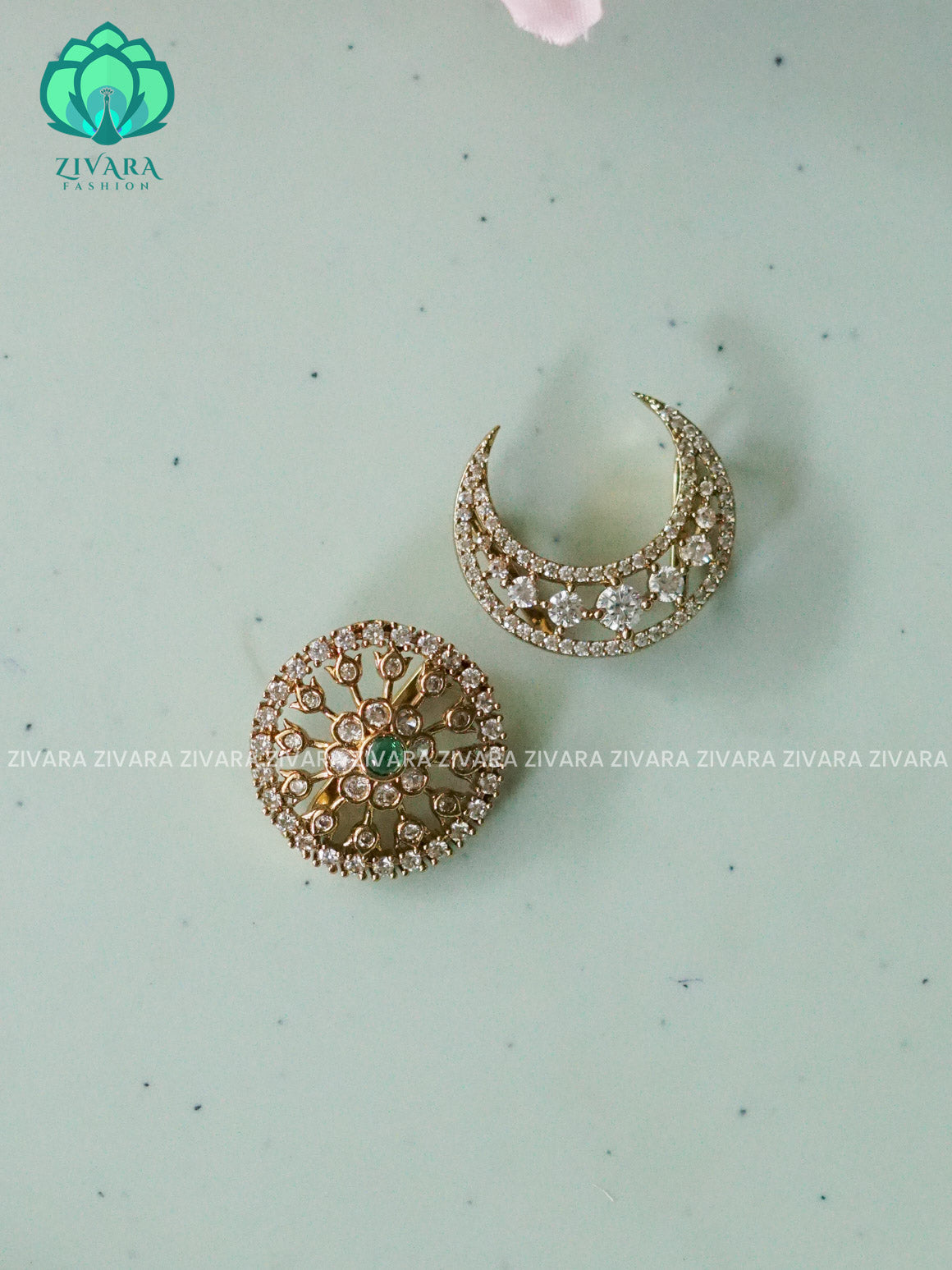 WHITE  -SUN MOON - SURYA CHANDRA - TRADITIONAL 1.5 INCH SMALL SIZE  HAIR ACCESSORIES- ZIVARA FASHION (Copy)