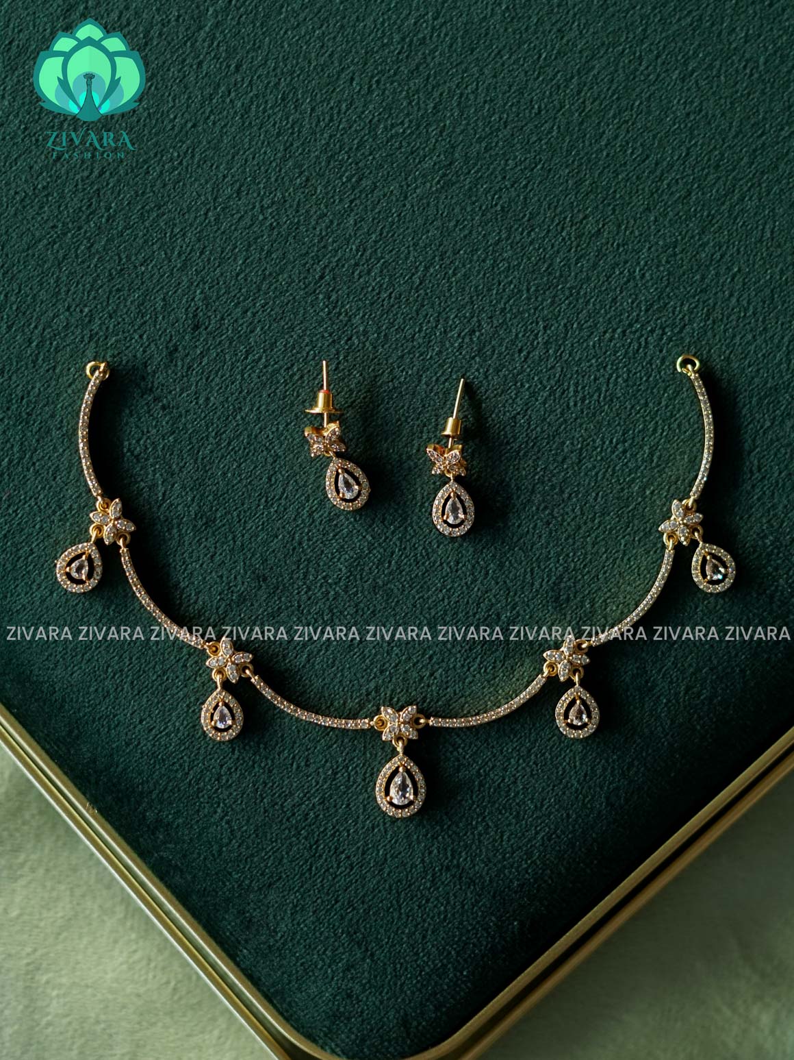 WHITE - GLAMOUROUS -KIDS FRIENDLY- stylish and minimal elegant neckwear with earrings- Zivara Fashion