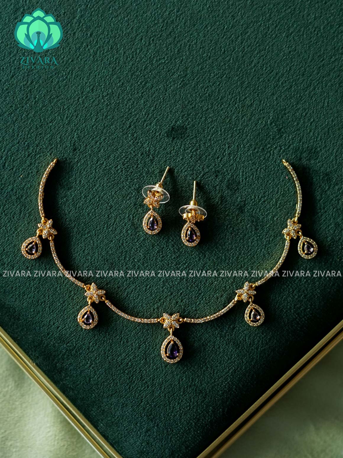 PURPLE - GLAMOUROUS -KIDS FRIENDLY- stylish and minimal elegant neckwear with earrings- Zivara Fashion