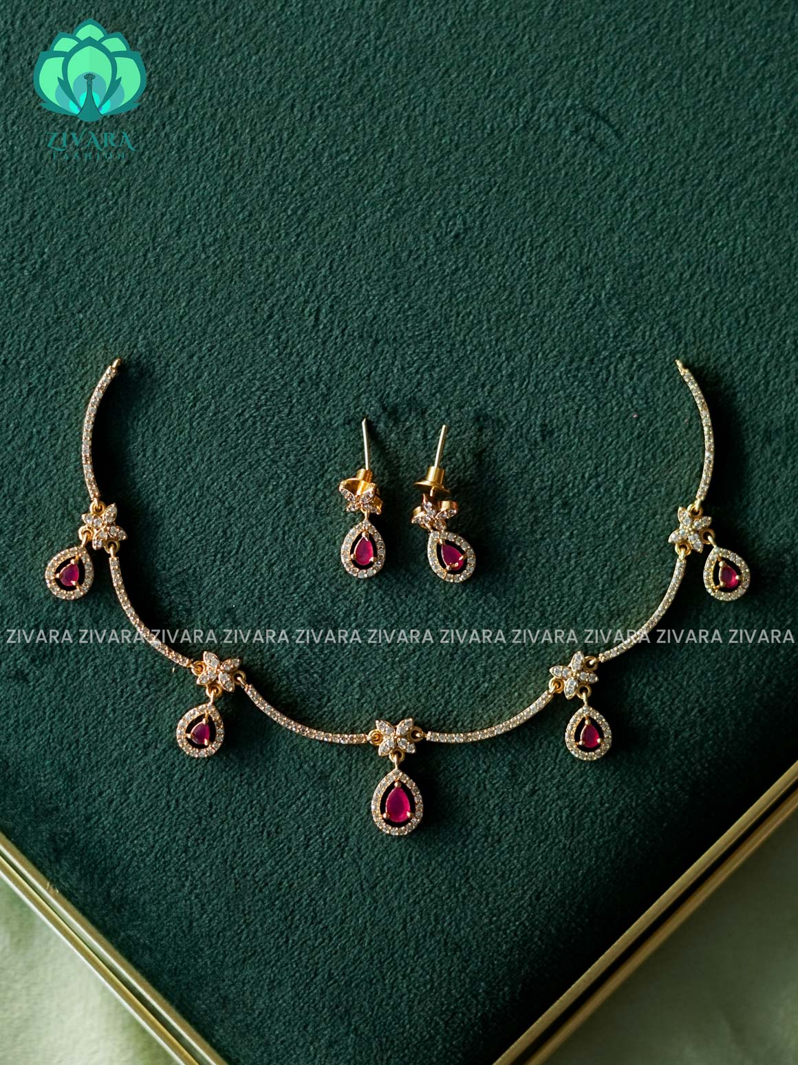 RUBY - GLAMOUROUS -KIDS FRIENDLY- stylish and minimal elegant neckwear with earrings- Zivara Fashion