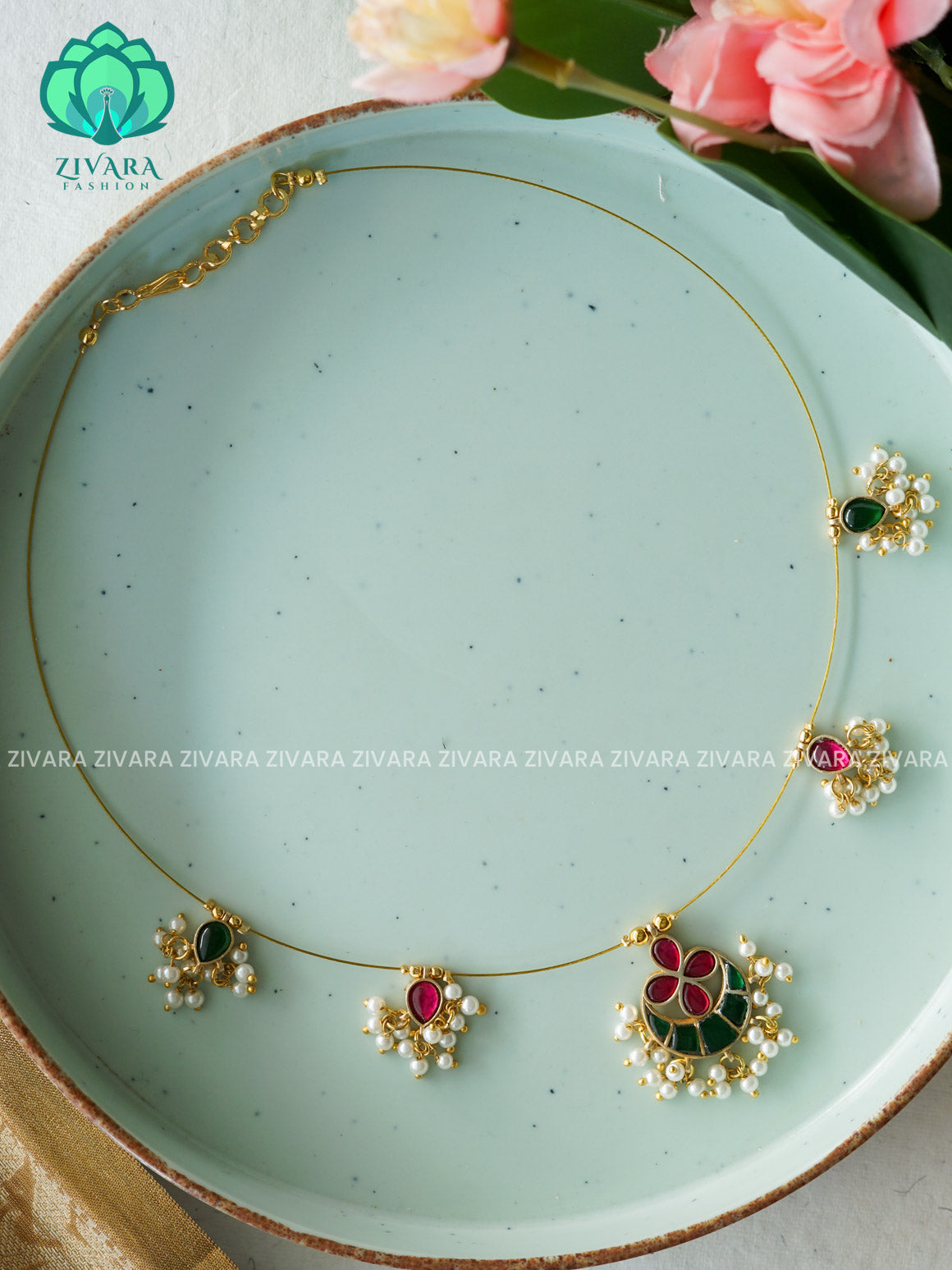 JADAU TAMARA INVISIBLE MINIMAL ELEGANT HANDMADE NECKLACE WITH BRILLIANT FINISH MOTIFS- ZIVARA FASHION