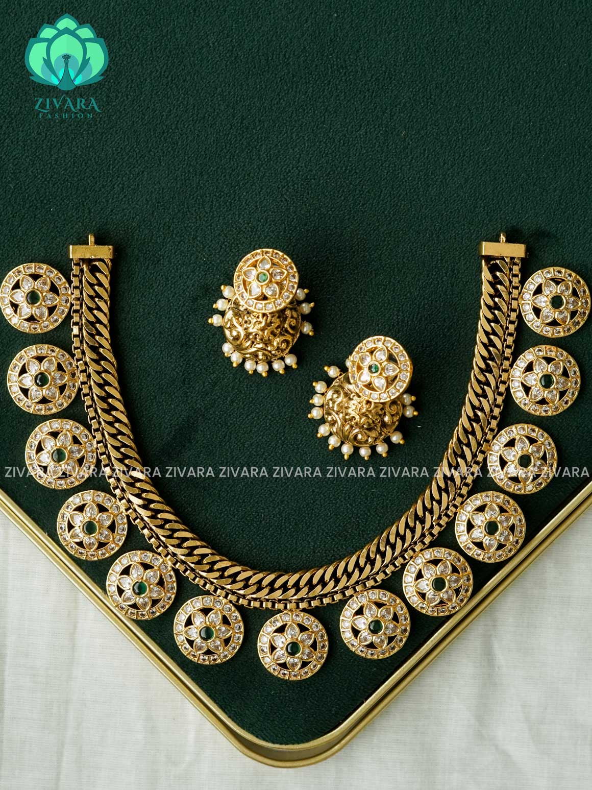 AKSHAYAM -BRIDAL FLORAL NECKWEAR -Traditional south indian premium neckwear with earrings- Zivara Fashion- latest jewellery design