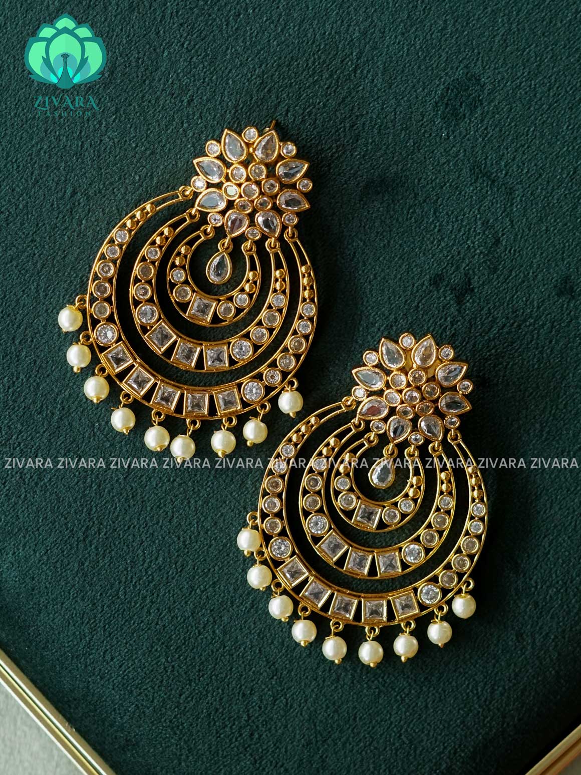 WHITE BALI- FLOWER MOTIF stylish bridal- MATTE polish finish earrings- latest jewellery collection- zivara fashion